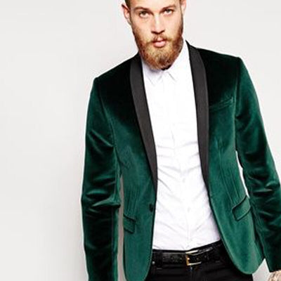 Dark Green Velvet Slim Fit Mens Suits New fashion 2019 Wedding Groom Tuxedos Stage Clothes for Prom 2 Piece Set Jacket Pants