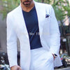 White Casual Sport Man Suits for Prom Party Wedding Tuxedos Peaked Lapel 2 Piece Male Set Jacket Pants New Fashion