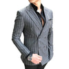Stylish Suit Jackets Slim Fit Prom Tuxedos Striped Wool Double Breasted Suit Formal Dinner Party Balzer Wedding Grooms FREE SHIPPING 5-11 DAYS