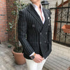 Stylish Suit Jackets Slim Fit Prom Tuxedos Striped Wool Double Breasted Suit Formal Dinner Party Balzer Wedding Grooms FREE SHIPPING 5-11 DAYS