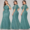 Queen Abby Evening Dresses Mermaid Sequined Lace Appliques Elegant Mermaid Long Dress 2019 Party Gowns Plus Size
