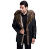 Men's Fur Coat With Fur Hooded 2019 High Quality Fashion Leather Jacket For Real Lined Mens Overcoat