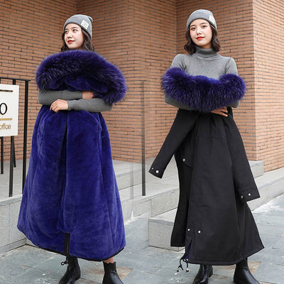 Winter Jacket Women with Fur Hooded Snow Coats Ladies Long Parkas Clothing Female Fur Lining Thick Winter Coat Women