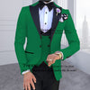 Mens's 3 Pieces Suits for Men Custom Made Terno Slim Fit Groom Custom Made Black Shawl Lapel Green Wedding Men Suit Masculino