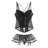 High Elasticity Corset Bustier With Cup Girdle Set With Straps Belt Breathable Fabric Lingerie Black corset dress