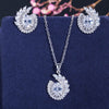 Classic Leaf Shape Green Cubic Zirconia Trendy Pendant Necklace and Earring Jewelry Sets for Ladies Fashion Gift T055