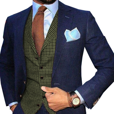 Mens Suit Vest Lapel V Neck Wool Wool Plaid Casual Formal Business Vest Waistcoat Groomman For Wedding Green/Brown/Grey/Coffe FREE SHIPPING 6-11 DAYS