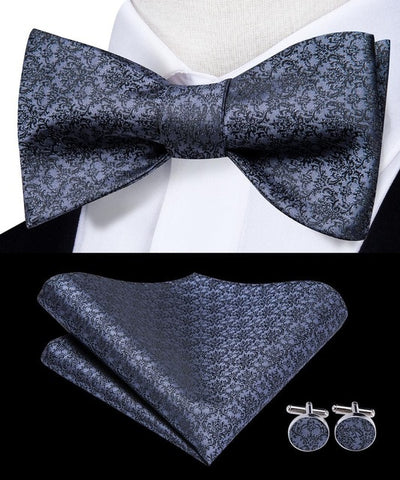 Hi-Tie Classic Men's Wedding Party Bow Tie Self Tie Set Butterfly Bow Ties for Men Luxury Paisley Floral Red Blue Gold Bowties shipping 4-6 days