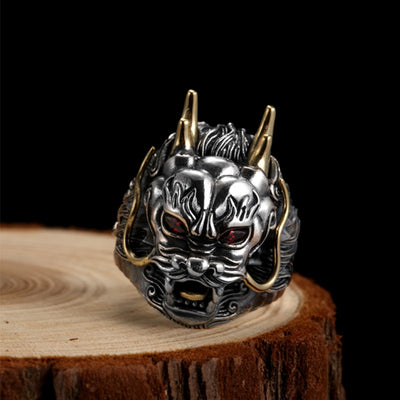 Luxury 925 Sterling Silver Dragon Ring  Big Adjustable Size Red Stone Cubic zirconia Punk Mens Rings Gothic Biker Jewelry