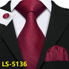 New Male Luxury Neck Tie For Men Business Red Striped 100% Silk Tie Set Barry.Wang Fashion Design Neckwear Dropshipping LS-5022