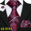 New Male Luxury Neck Tie For Men Business Red Striped 100% Silk Tie Set Barry.Wang Fashion Design Neckwear Dropshipping LS-5022