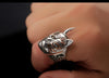 Solid 925 Sterling Silver Devil Skull Face Big Rings For Biker Men Domineering Steampunk Hyperbolic Party Gothic Jewelry