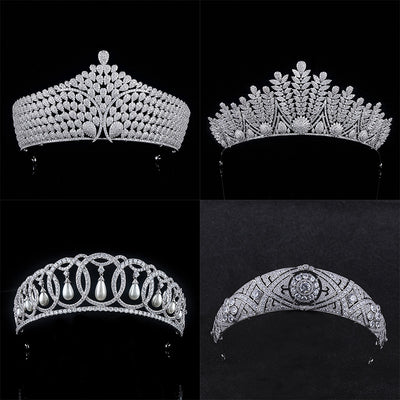 Royal Luxury Zircon & Crystal Tiaras Cubic Zirconia Diadema Wedding Party Vintage Queen Tiaras and Bride Pageant Crowns Princess