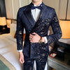 Gentleman Mas Suit Printing Velvet Dinner Full Dress Men Business