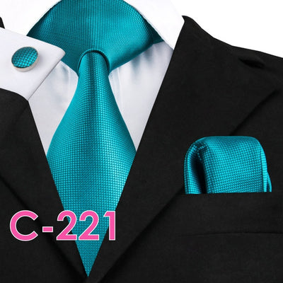 Solid Silk Mens Ties Neck Tie Set for Men Suits Tie Handkerchief Cufflinks Gravatas Ties for Men Wedding Vestidos Corbatas