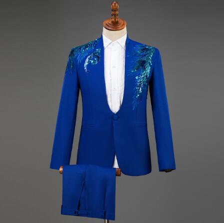 2 Pieces Men Suits One Buttons Royal Blue Wedding Men Suit Terno