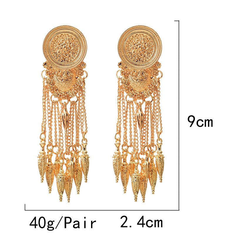 Gold Dangle Drop Earrings Hang Chain Tassels