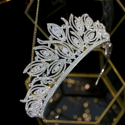 Silver Crystal Headdress Crown Bride Tiara Bridal Hairband Female Graduation Hair Accessories Wedding Hair Accessories