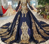 Navy Blue Long Sleeves Ball Gowns Wedding Dresses