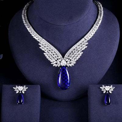 janeklly trendy Wedding Necklace Earrings For Women Accessories Full Cubic Zirconia Bridal Jewelry Sets pendientes mujer moda