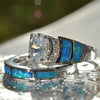 Oval CZ Ring Sets for Women Blue