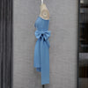 Dresses One Shoulder with Bowtie Waist Belt Light Blue Dress