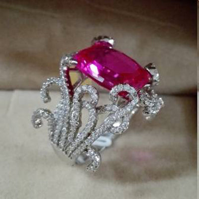 Anillos Qi Xuan_Fashion Jewelry_Customized Big Red Stone Luxury Rings_S925 Solid Silver Red Stone Rings_Factory Directly Sales