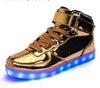 Merkmak Hot Sale Golden Silver Big Size 46 Led Shoes Men Glowing Cool Light Flat Shoes High-top Light up Boots for Adults
