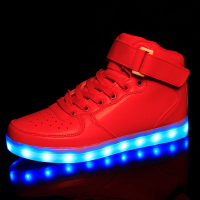 Merkmak Hot Sale Golden Silver Big Size 46 Led Shoes Men Glowing Cool Light Flat Shoes High-top Light up Boots for Adults