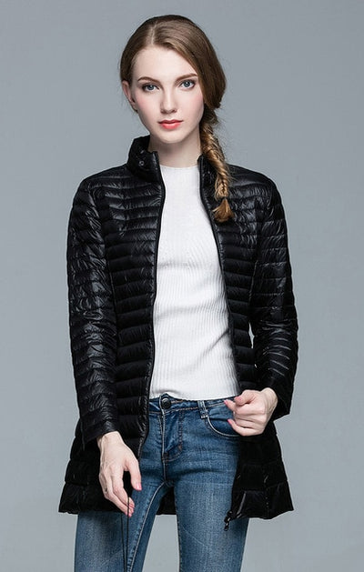 Woman Coat 90% White Duck Down Long Jacket Female Overcoat Ultra Light Slim Solid Jackets Winter Coat Portable Fashion Parkas