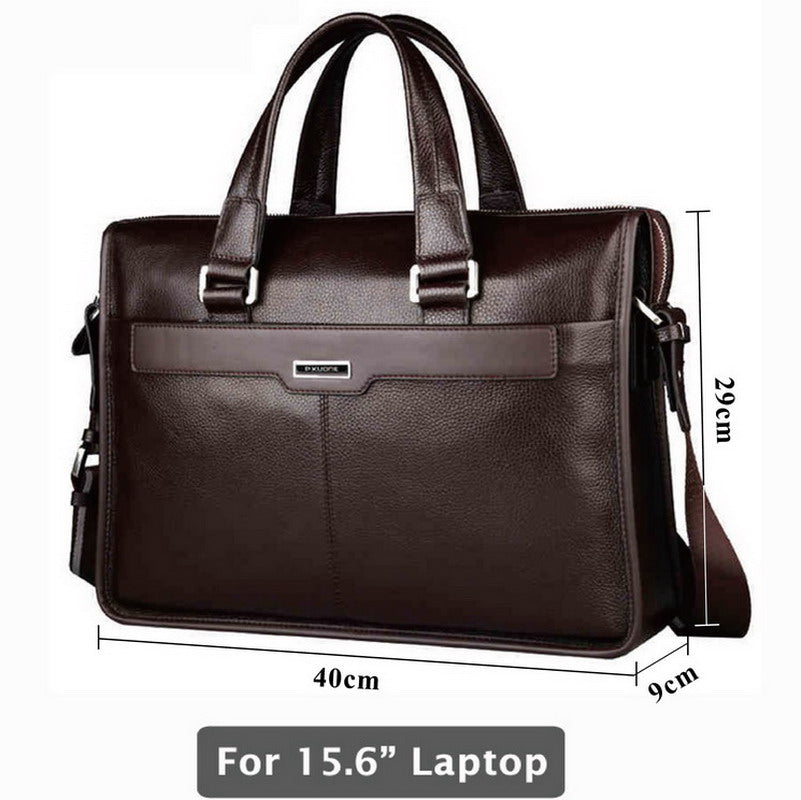 Genuine leather briefcase, laptop leather bag, for 15 inch notebook co ...