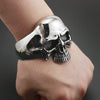 316L Stainless Steel Huge Heavy Skull Mens Biker Rocker Punk Bracelet Bangle Cuff 5J022