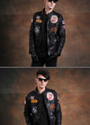 air force pilot leather jacket male genuine cow leather clothing thick cowhide stand collar slim design jacket