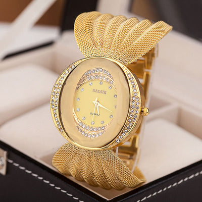 New style Luxury Ladies Bracelet watch Stainless Steel Back Hot Women Rhinestone wristwatches Analog Crystal Dial Quartz Watch