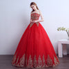 2018 New Ball Gown Lace Tulle Red Wedding Dress with tail Chinese Pattern Style Cheap China Embroidery Bridal Gown