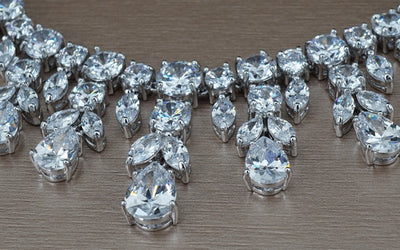 JaneKelly Luxury Sparking Brilliant Cubic Zircon Drop Earring Necklace Heavy Dinner Jewelry Sst Wedding Bridal Dress Accessories
