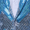 (Jacket+Pants) Light Blue White Silver Sequins Tuxedo Stripe Paillette Mens Stage Show Groomsman Slim Suits Sequin Jacket Men