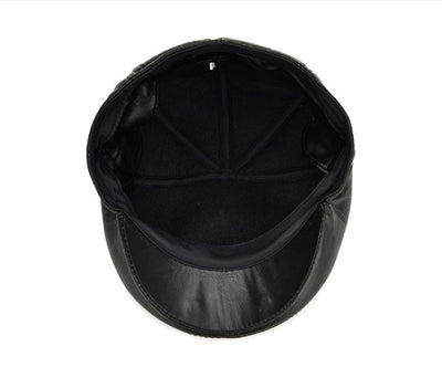 [AETRENDS] 2017 New Fashion 100% Genuine Leather Newsboy Caps Men's Hats Leather Caps Z-5305