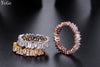 Fashion  AAA cubic zirconia  Baguette  ring ,shinning, copper base with colour thin band ring