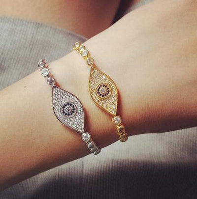 New Arrival Evil Eye two color exquisite mirco pave setting Bracelets Women Gold-Color Pulseira Jewelry Bijoux
