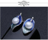 FENASY Pearl Jewelry sets 925 Sterling Silver stud earrings,natural Pearl leaf necklace for women love Cloisonne earrings ring