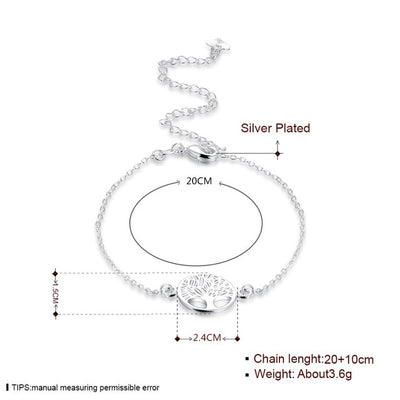 New Fashion Tree Of Life Hollow Out Chain Anklet 925 Stamp Silver Plated Ankle Bracelet Foot Jewelry for Women Barefoot Beach AA