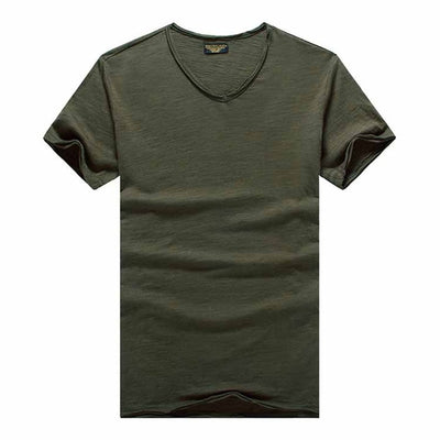 GustOmerD Brand T shirt Men's V-neck Slim Fit Pure Cotton T-shirt Fashion Short Sleeve T shirt Men's Tops Casual Tshirt M-XXL