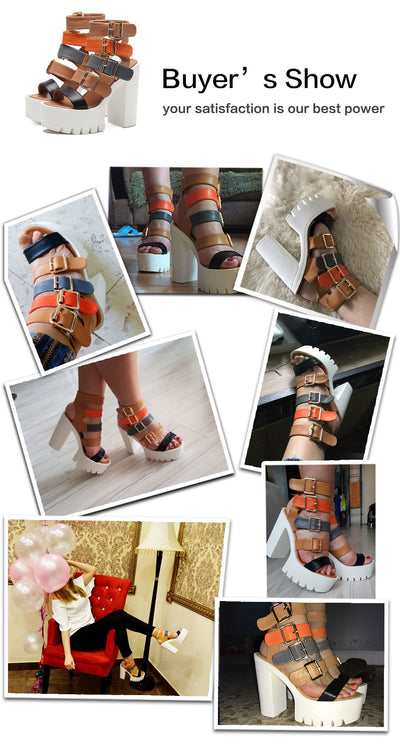 Gdgydh Women Sandals High Heels 2019 New Summer Fashion Buckle Female Gladiator Sandals Platform Shoes Woman Black Big Size 42