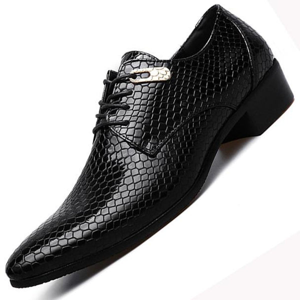 New Imitate Snake Leather Men Oxford Shoes Lace Up Casual Business Men ...