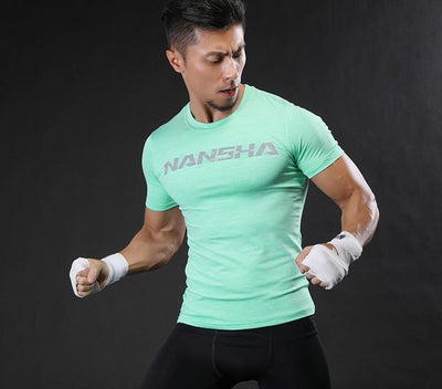 Brand Fashion Men Short Sleeve Fitness T-Shirt Bodybuilding Clothing Slim Fit Shirt