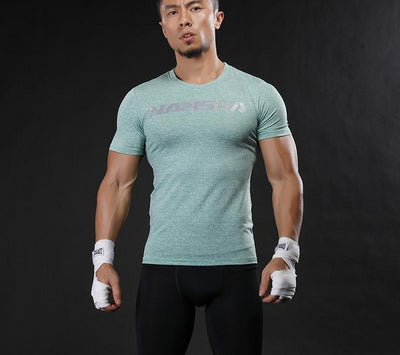 Brand Fashion Men Short Sleeve Fitness T-Shirt Bodybuilding Clothing Slim Fit Shirt