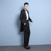 New Plus Size S-4XL Mens Classic Black White Shiny Lapel Tail Coat Tuxedo Wedding Groom Stage Singer Four Piece Suit