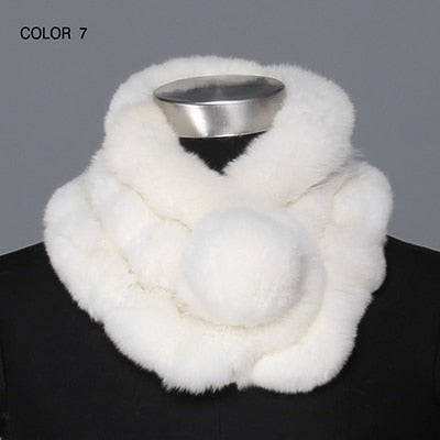 Gours Women's Real Fur Scarf High Quality Luxury Big Rex Rabbit Fur Scarves Thick Warm Winter Fashion Brand New Arrival GLWJ005