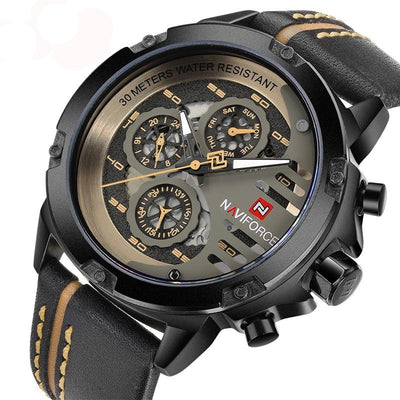 NAVIFORCE Mens Watches Top Brand Luxury Waterproof 24 hour Date Quartz Watch Man Leather Sport Wrist Watch Men Waterproof Clock